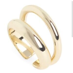 Loren Stewart Deux Double Open Band Ring Gold Plated Chunky Classic Size 7 NEW